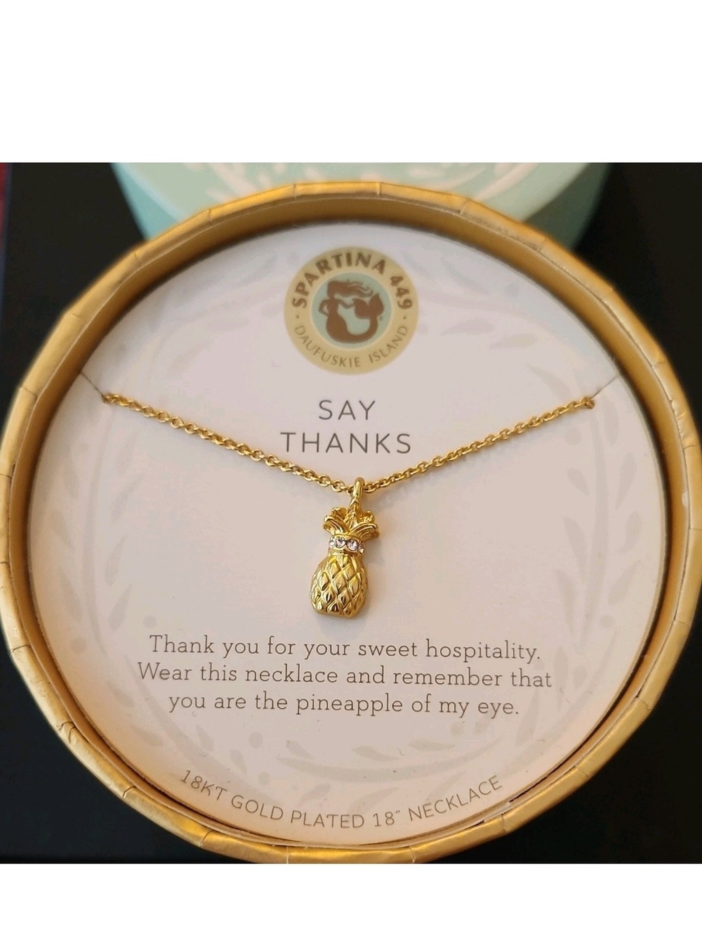 Sea La Vie 18K Gold Plated Pineapple Charm 18 Inch Necklace with Crystal Accent